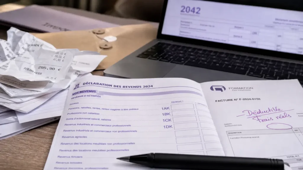 Formation professionnelle aux impôts : revenus imposables, frais réels et case 1AK