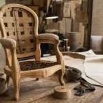 Cours de tapisserie Lyon en atelier : restauration de fauteuil