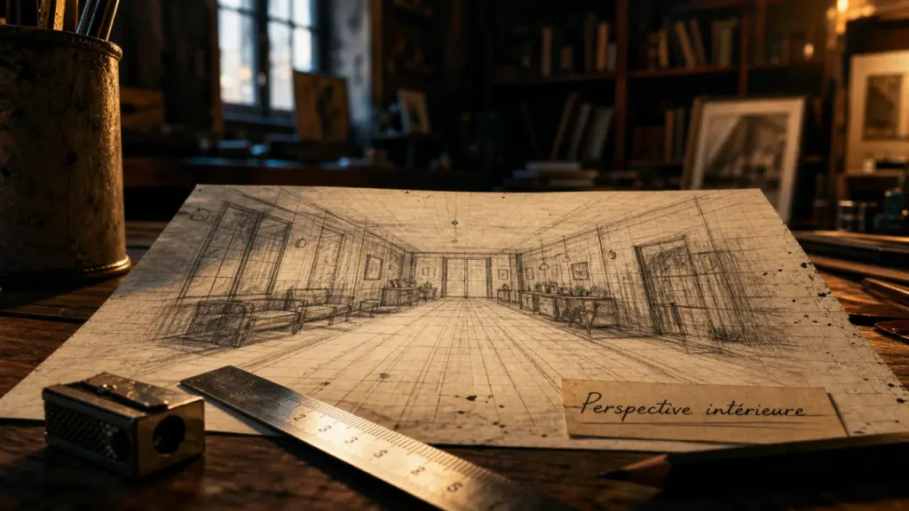 Points de fuite, ligne d’horizon et profondeur : réussir un dessin en perspective intérieure