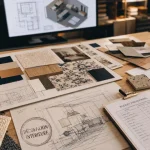 Ecole decoration interieur : table d’atelier, plans et maquette 3D