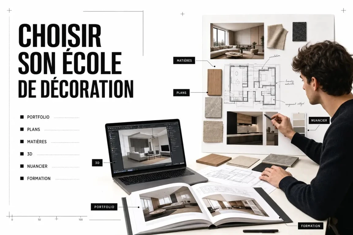 École décoration intérieur : illustration éditoriale des critères pour choisir une formation