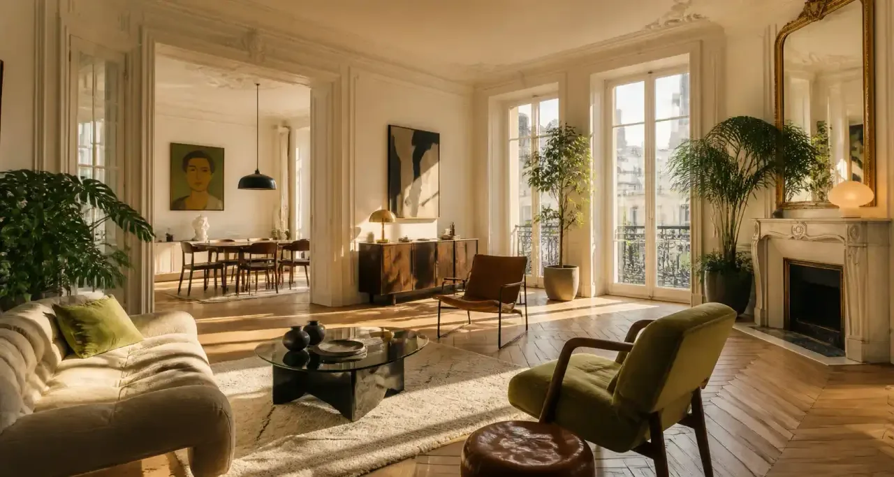 Intérieur d'appartement rénové au design contemporain, résultat d'un projet d'aménagement