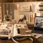 Travailler dans la décoration : plans, nuancier et modèle 3D en studio