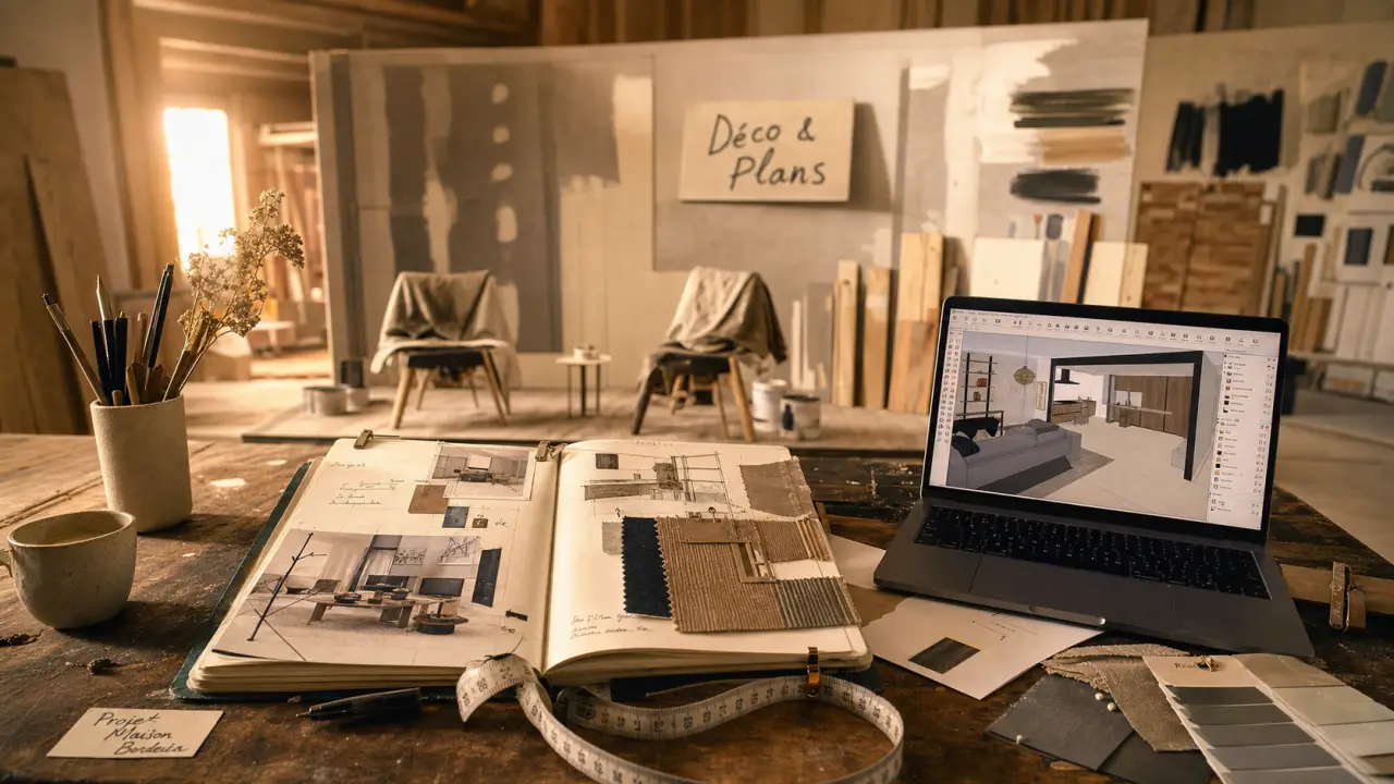 Travailler dans la décoration : plans, nuancier et modèle 3D en studio