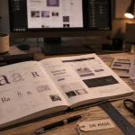 BTS design graphique et DN MADE : bureau de studio avec maquettes et portfolio