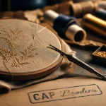 CAP broderie : métier à broder avec toile de lin, fils et outils