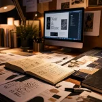 École mjm graphic design : bureau d’étudiant en design avec portfolio