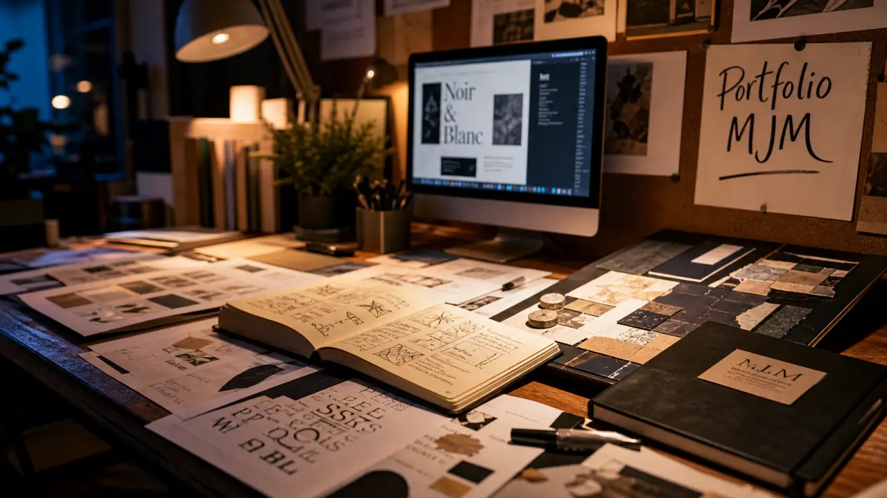 École mjm graphic design : bureau d’étudiant en design avec portfolio