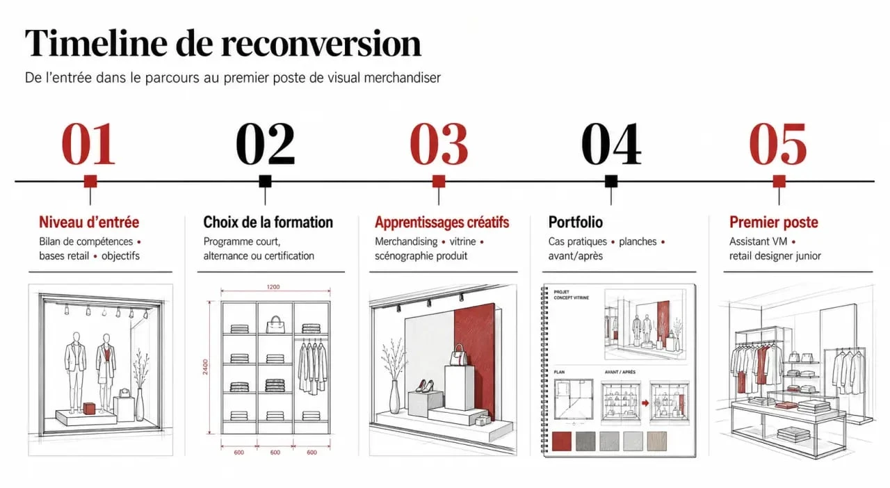 visual merchandiser formation : timeline des étapes pour accéder au métier et construire son portfolio