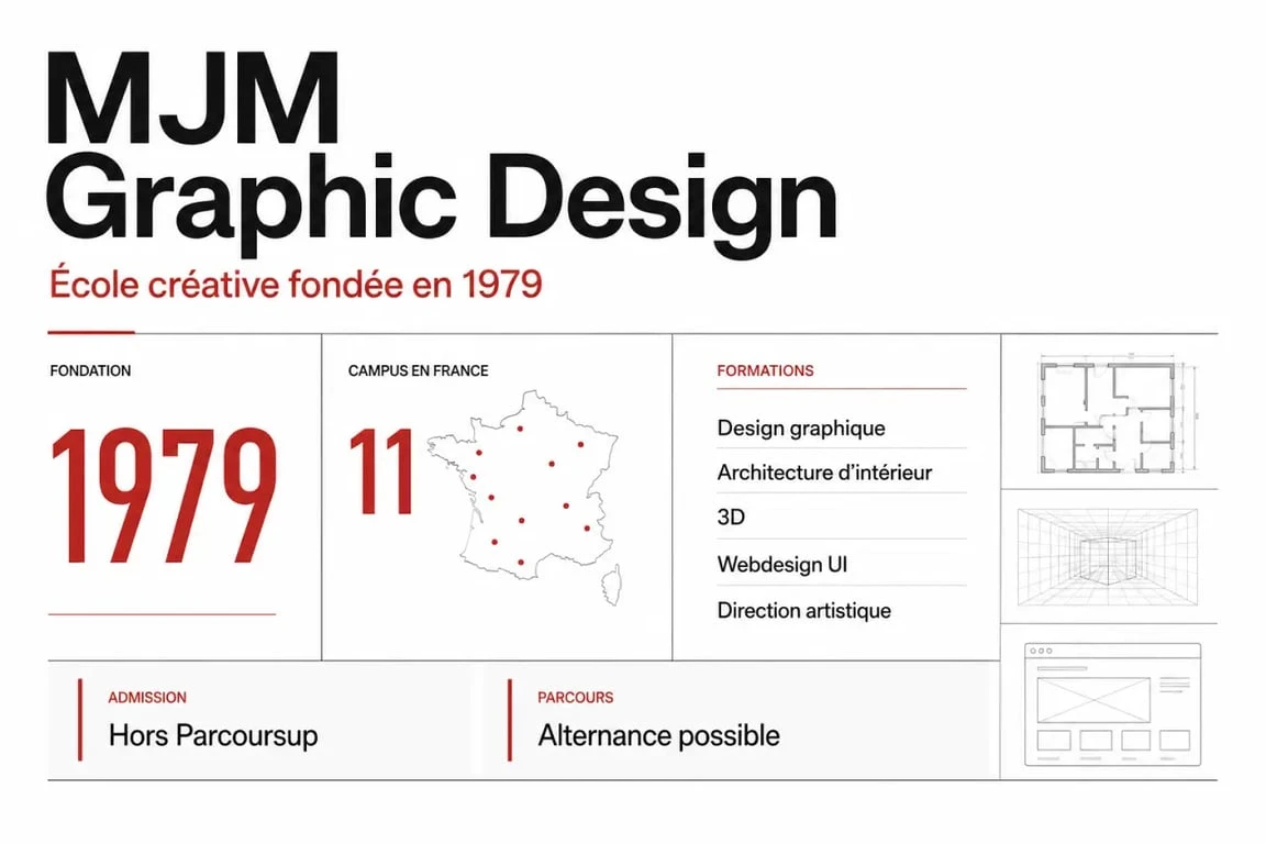 École MJM Graphic Design : synthèse visuelle des formations, campus, admission et alternance