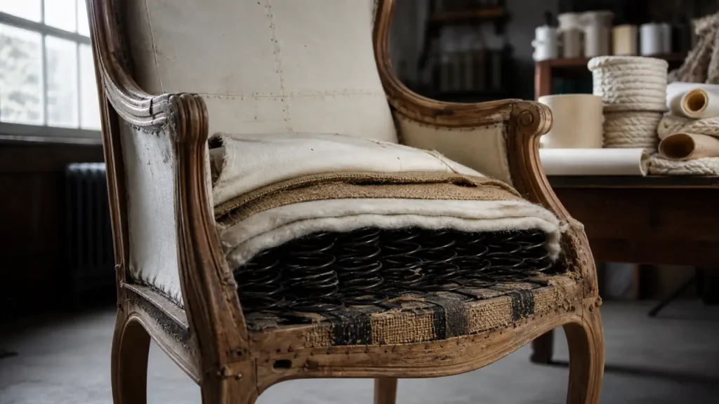 Rénovation de fauteuil Voltaire : mousse, crin ou ressorts selon l’usage