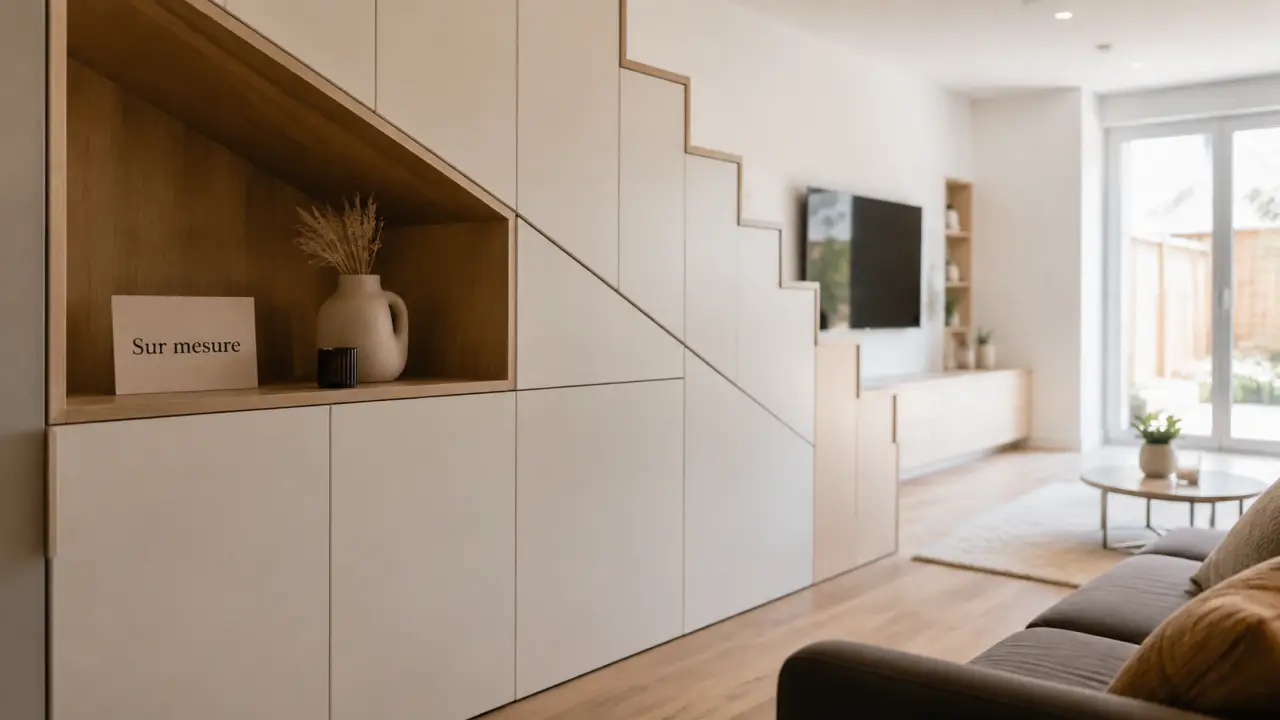 Design sur mesure sous-pente : dressing et meuble TV intégrés