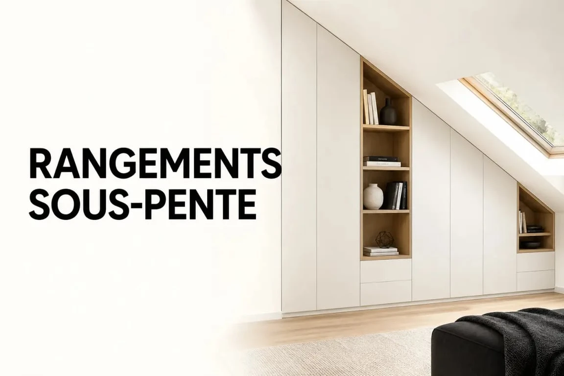 Design sur mesure dans une sous-pente avec rangements intégrés et finitions discrètes