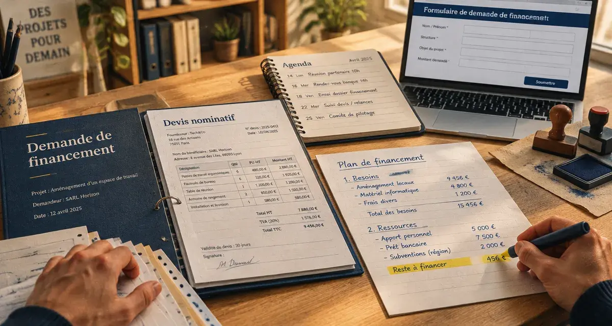 Demande de financement formation : dossier sur bureau