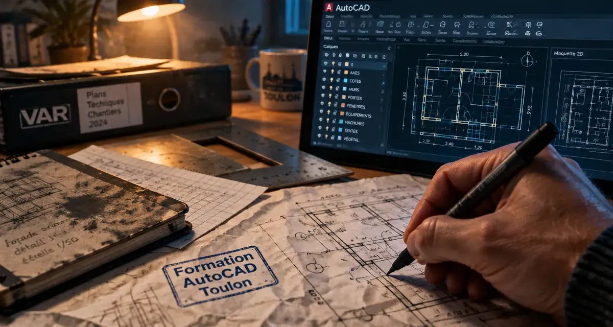 Formation autocad toulon : 21 à 28 heures, cours AutoCAD 2D à Toulon