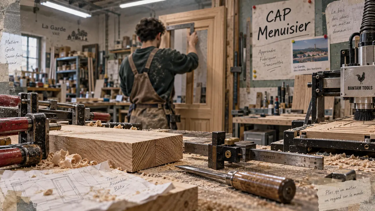 formation menuiserie toulon CAP menuisier en atelier, planche et apprentis sur établi